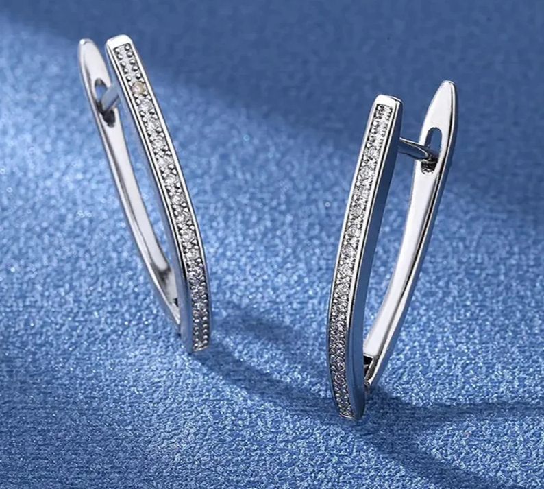 Amou 925 Silver 18K Gold Wedding Crystal Earrings