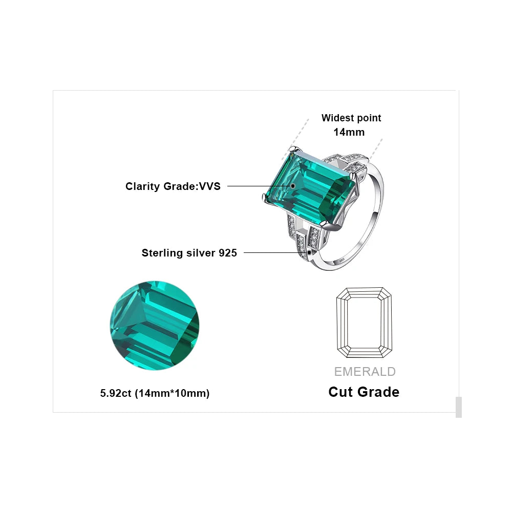 More dreamy 5.9ct Green Simulated Nano Emerald 925 Sterling Silver Ring