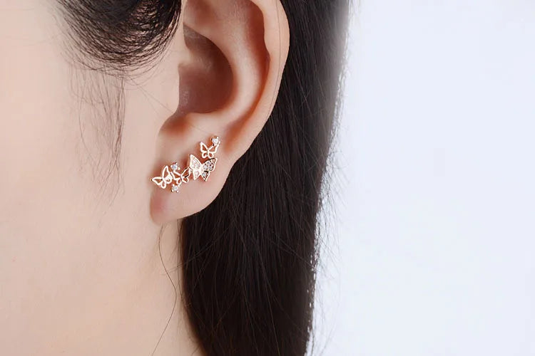 Butterfly Earrings 925 Sterling Silver Butterfly Earrings