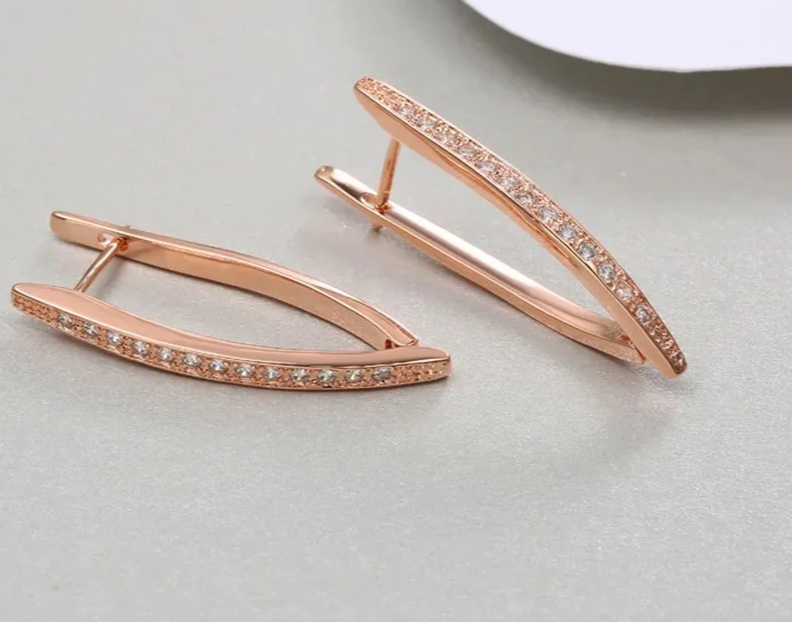 Amou  925 Silver 18K Gold Wedding Crystal Earrings