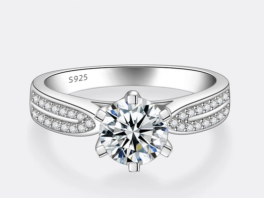 Moonlight Ring 0.5-2CT Moissanite Ring for Women S925 Pure Silver