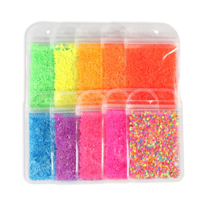 Fluorescent Bubble Round Sequins Paillettes Manicure