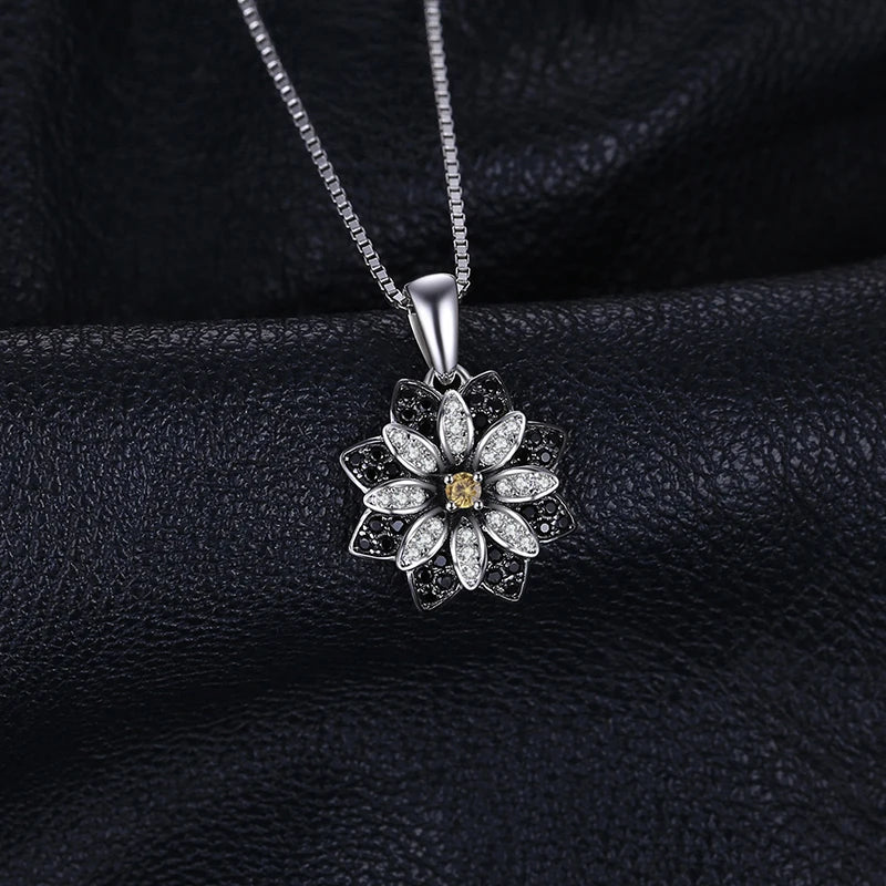 Flower LOVE Natural Smoky
 Quartz Black  925 Sterling Silver
