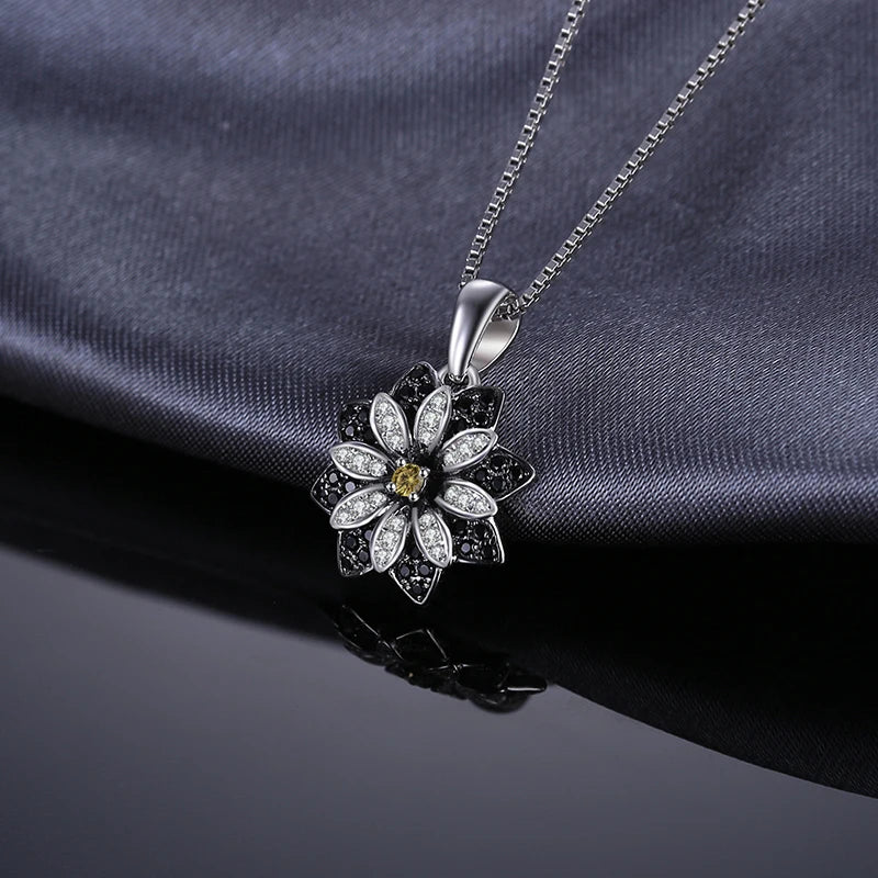 Flower LOVE Natural Smoky
 Quartz Black  925 Sterling Silver