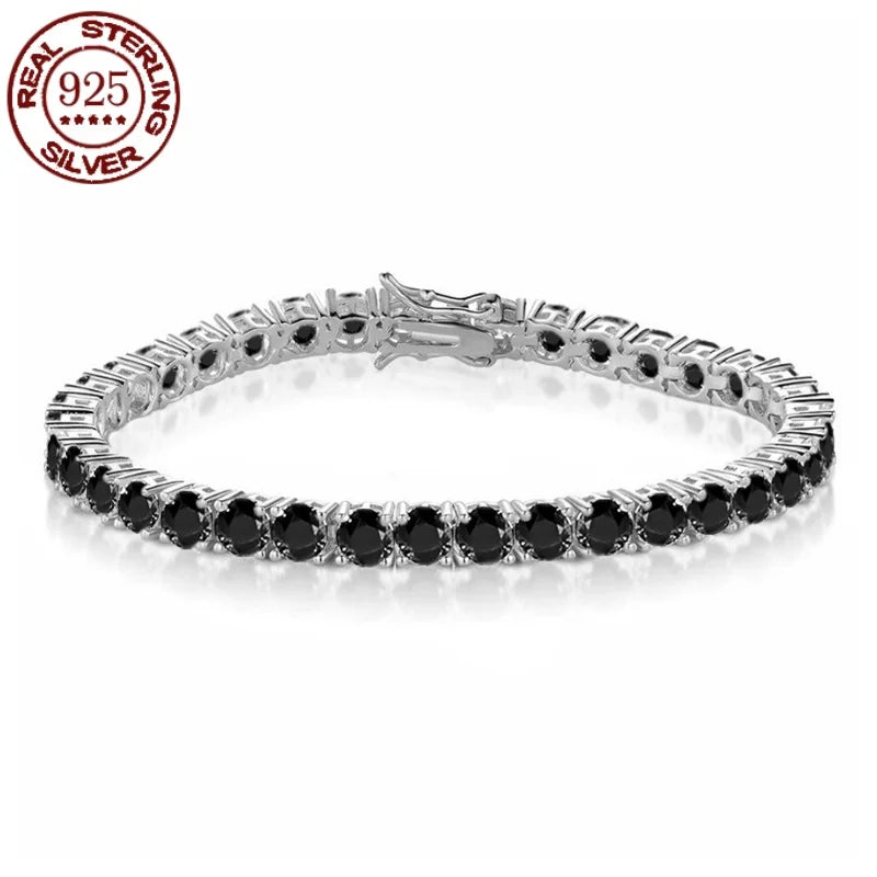 STAR NIGHT 
 Real S925 Sterling Silver Plated 18K Gold 5A Grade Zircon Black