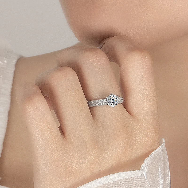 Moonlight Ring 0.5-2CT Moissanite Ring for Women S925 Pure Silver
