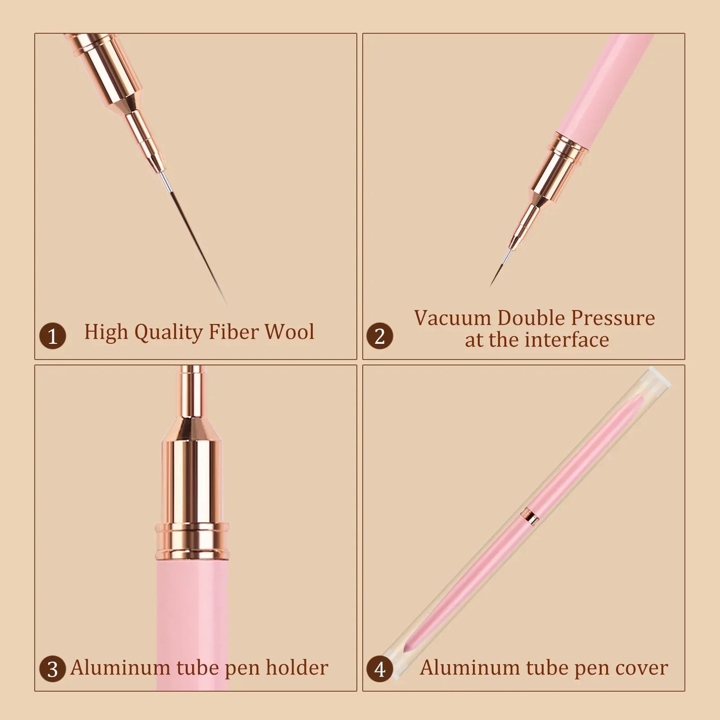 Nail Liner Brush Set 5pcs/set 7/9/11/15/25MM