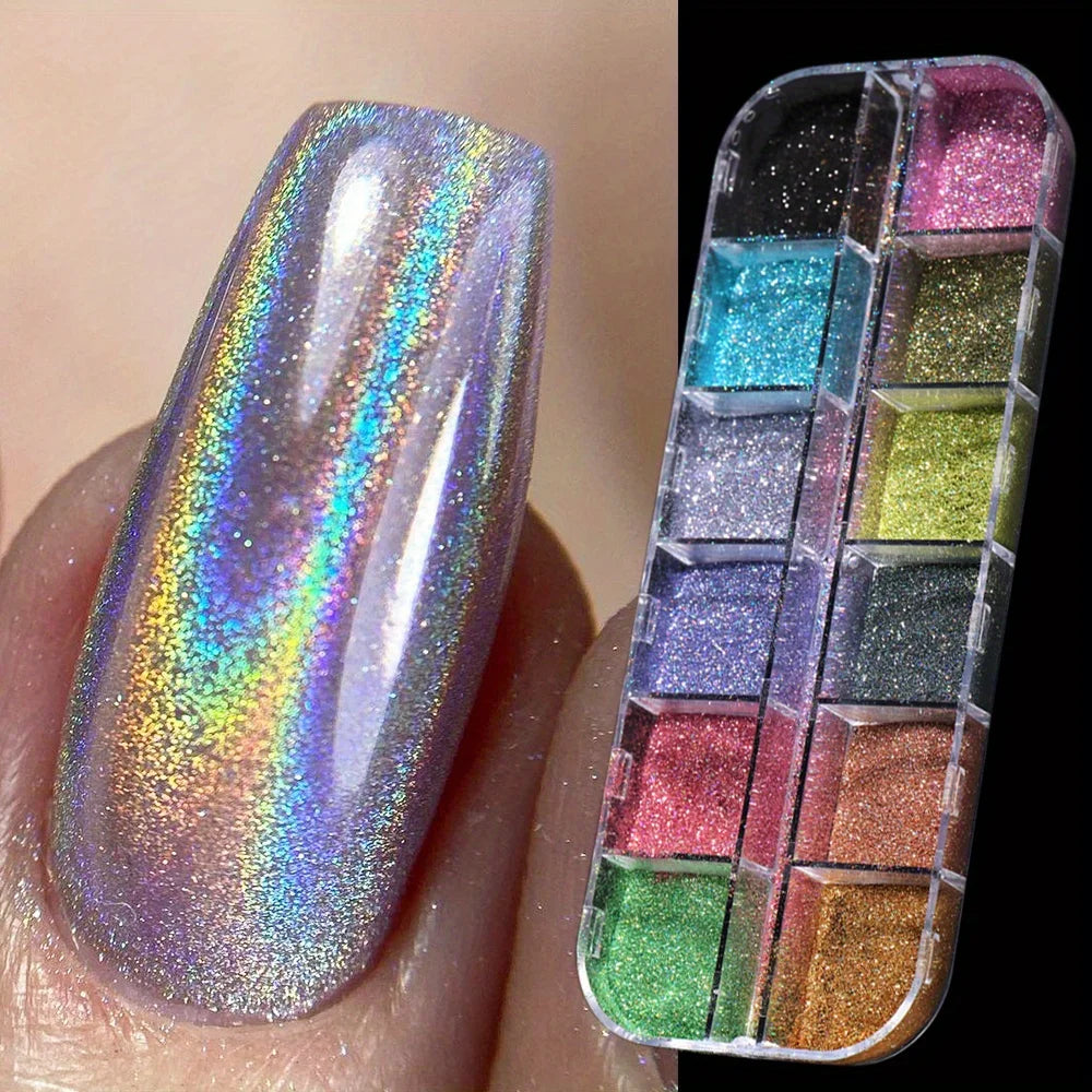 Glitter Laser Holographic   Silver Rub Dust Chrome Color