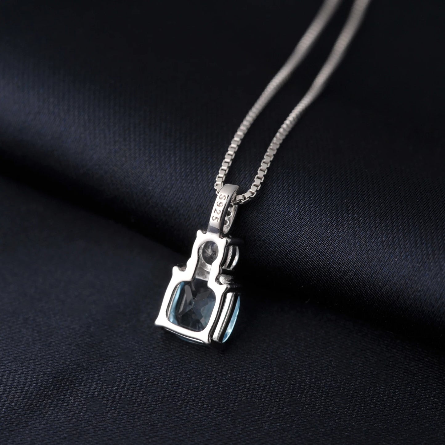 Dear Love Necklace
Potiy Cushion Natural Sky Blue Topaz 925 Sterling Silver