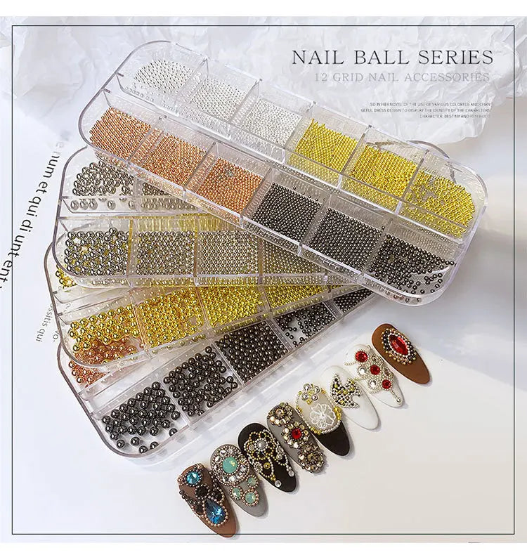 Accessories   Gold Silver Steel Ball Metal Alloy Nail Art