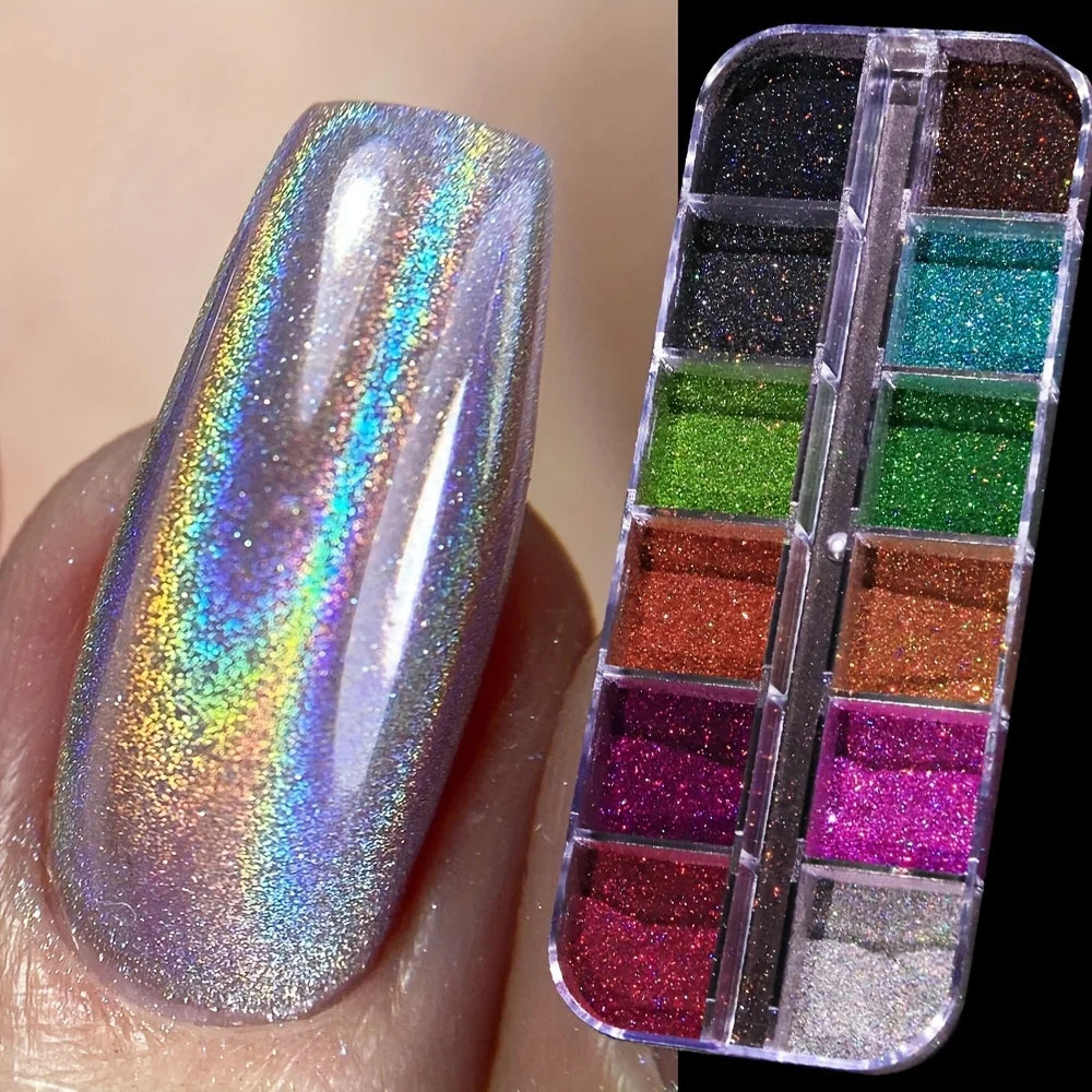 Glitter Laser Holographic   Silver Rub Dust Chrome Color