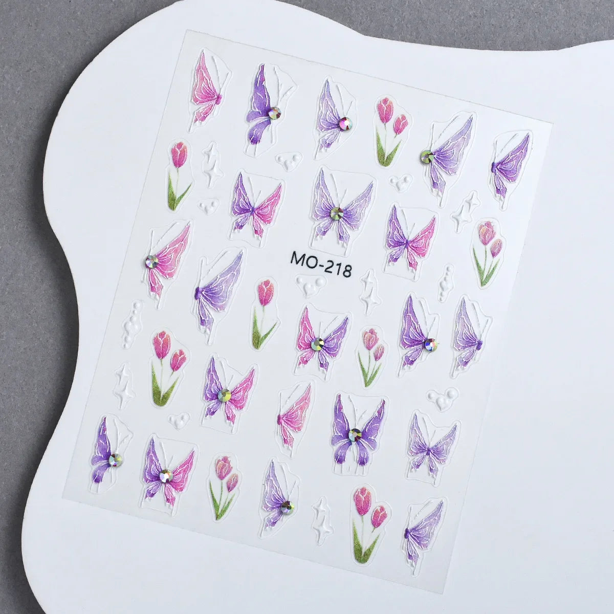 3D Relief Stickers  Pink Purple Tulip Flowers Sparkling Diamond