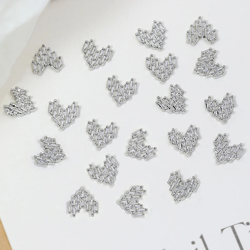 Silver  Heart Nail Art Charm  3D Glitter