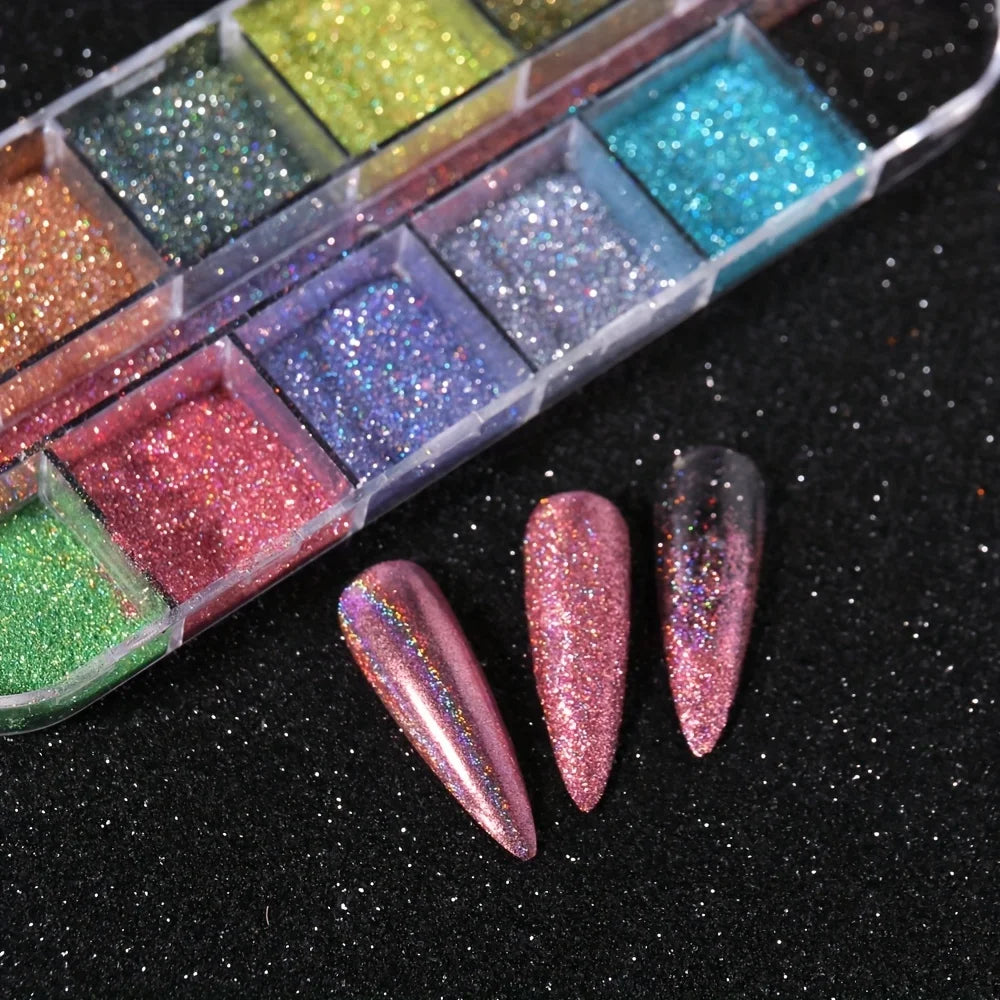 Glitter Laser Holographic   Silver Rub Dust Chrome Color