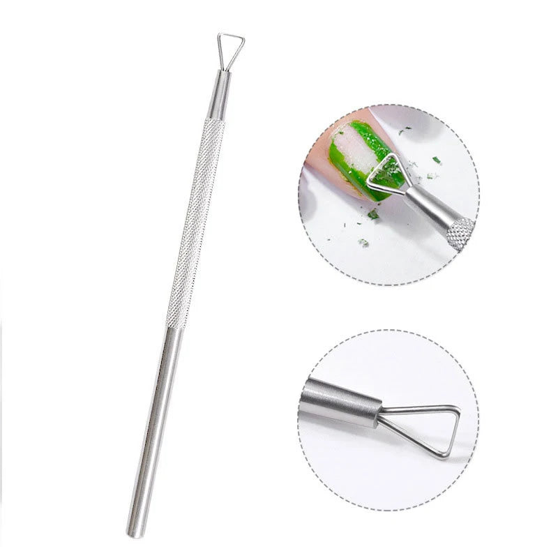 1Pc Metal Silver Cuticle Pusher and Cutter Remover Stainless Steel Salon Professional Nail Art Pedicure Cleaner Tool