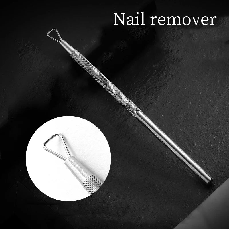 1Pc Metal Silver Cuticle Pusher and Cutter Remover Stainless Steel Salon Professional Nail Art Pedicure Cleaner Tool