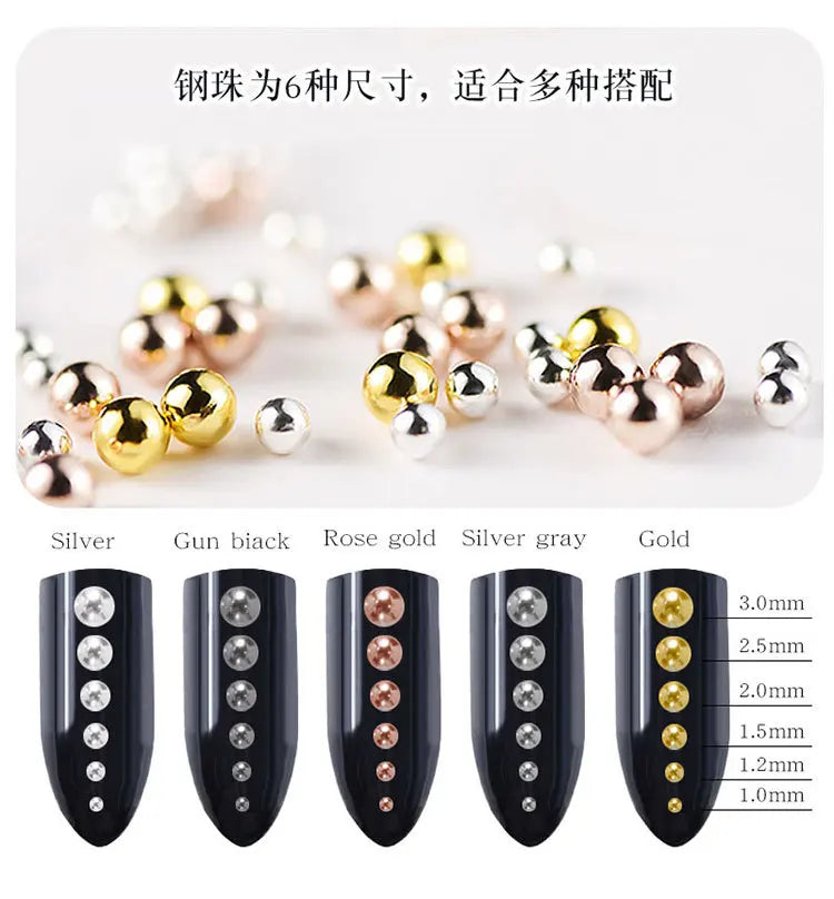 Accessories   Gold Silver Steel Ball Metal Alloy Nail Art