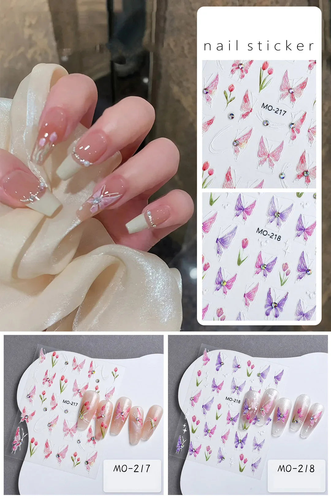 3D Relief Stickers  Pink Purple Tulip Flowers Sparkling Diamond