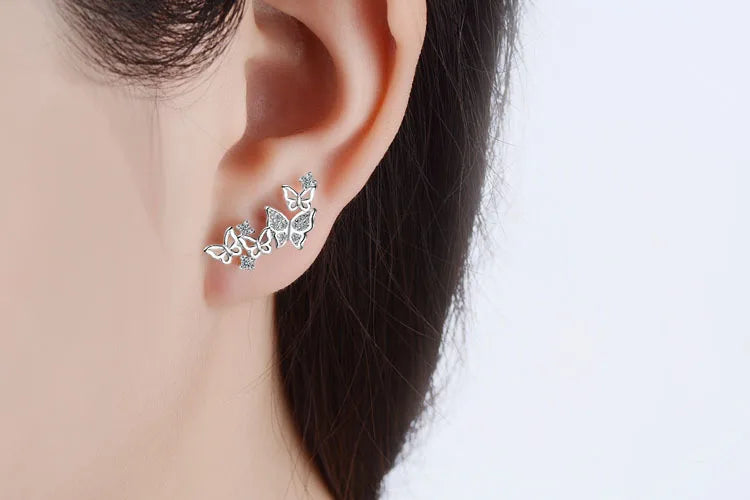 Butterfly Earrings  925 Sterling Silver Butterfly Earrings