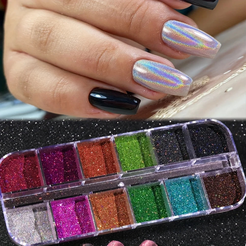 Glitter Laser Holographic   Silver Rub Dust Chrome Color