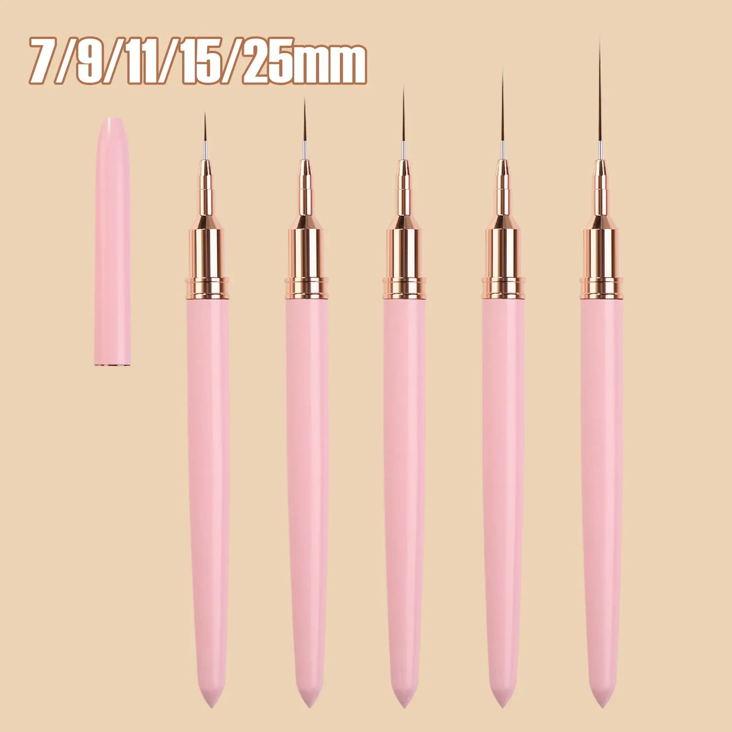 Nail Liner Brush Set 5pcs/set 7/9/11/15/25MM