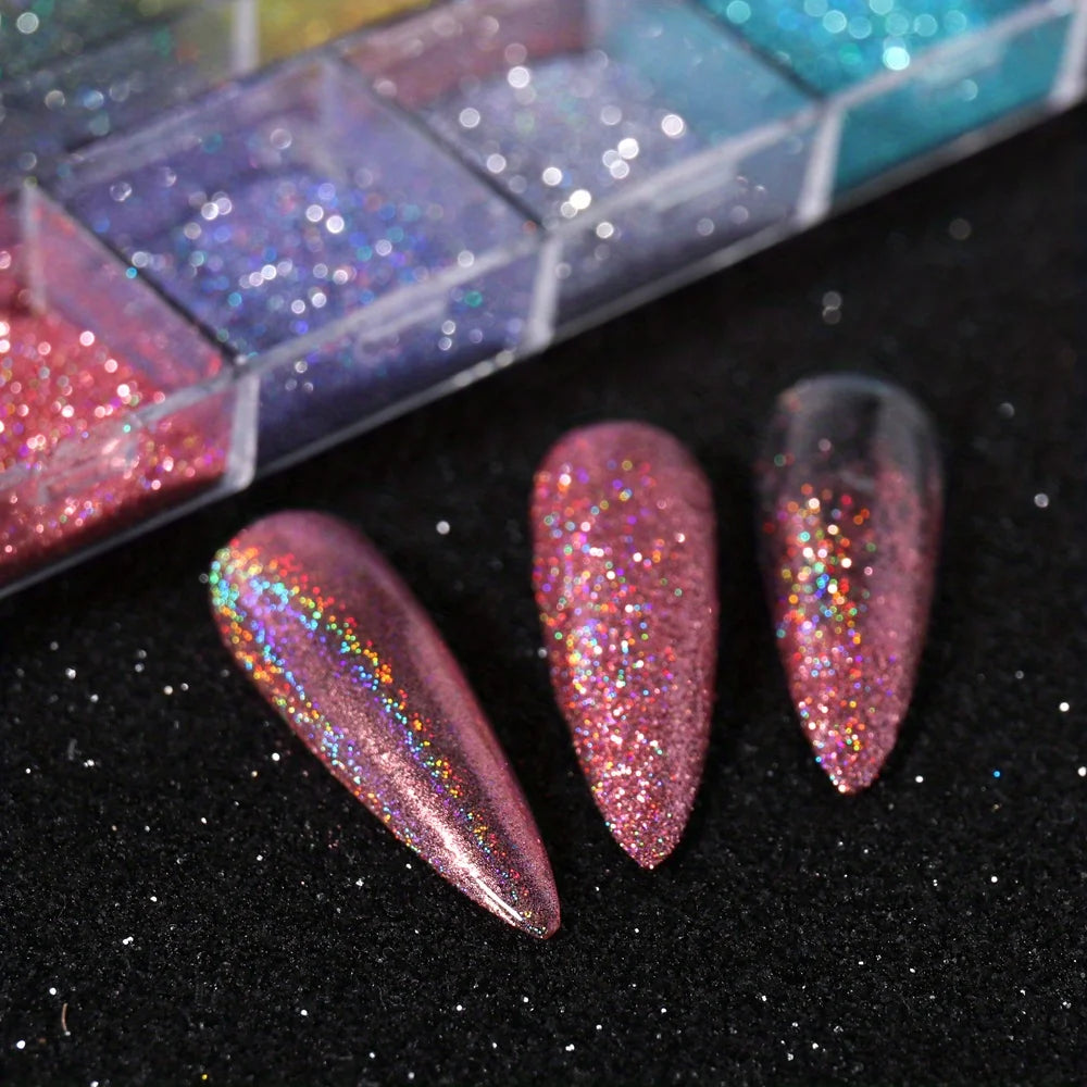 Glitter Laser Holographic   Silver Rub Dust Chrome Color