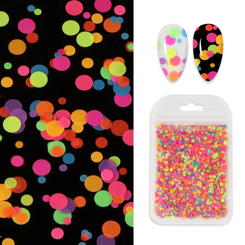 Fluorescent Bubble Round Sequins Paillettes Manicure