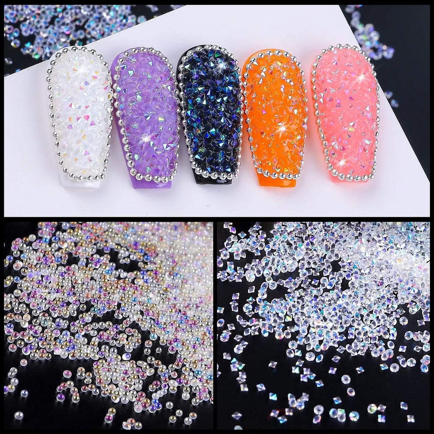 3D Nail Art Crystals  Glitter DIY Glass