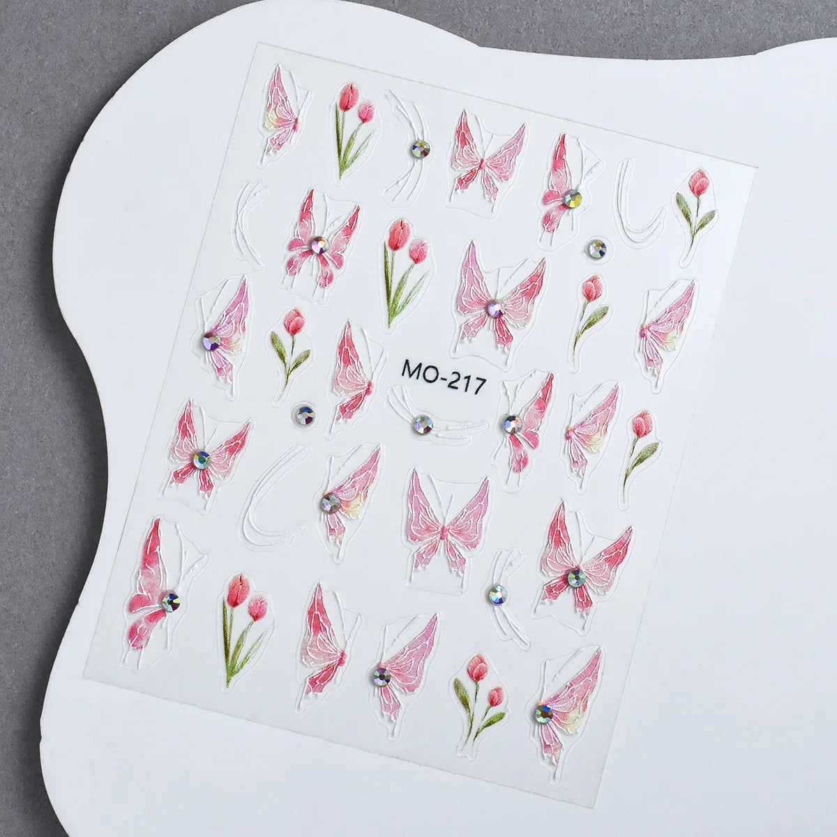 3D Relief Stickers  Pink Purple Tulip Flowers Sparkling Diamond