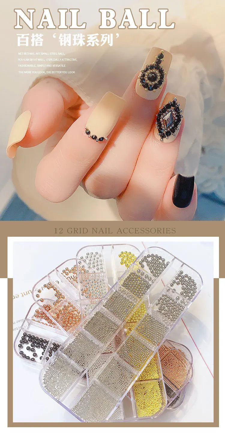 Accessories   Gold Silver Steel Ball Metal Alloy Nail Art