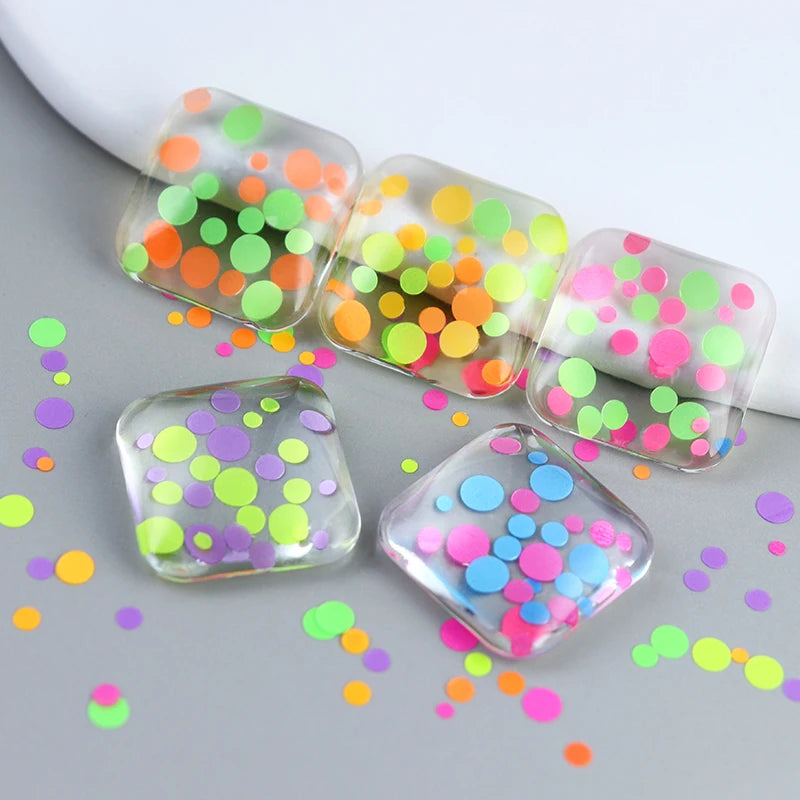 Fluorescent Bubble Round Sequins Paillettes Manicure