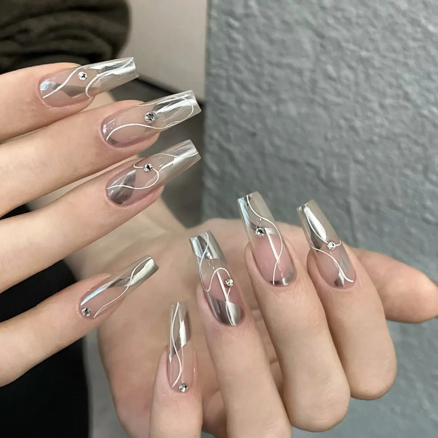 Metallic Gel Mirror Silver Gold Nail Gel French Painting Line Drawing