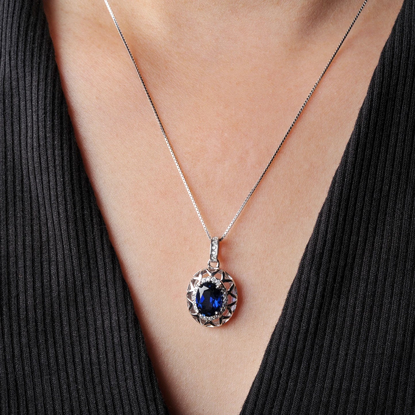 BLUE OCEAN 
 1.75 ct Created Sapphire 925 Sterling Silver