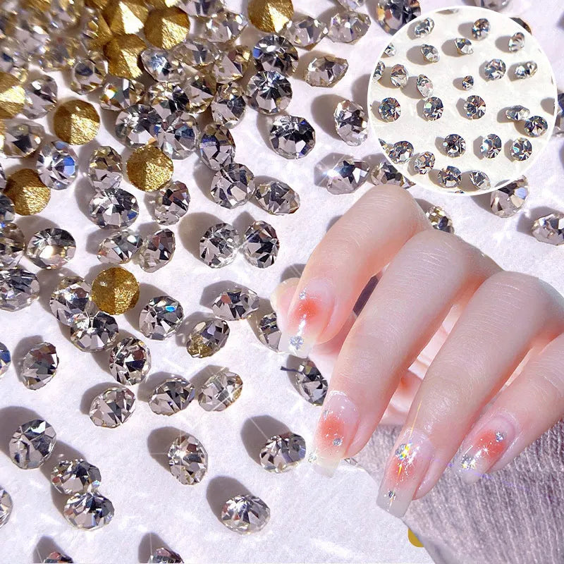 Rhinestones Nail Chain Gold Silver