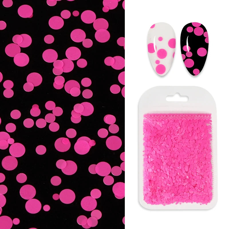 Fluorescent Bubble Round Sequins Paillettes Manicure