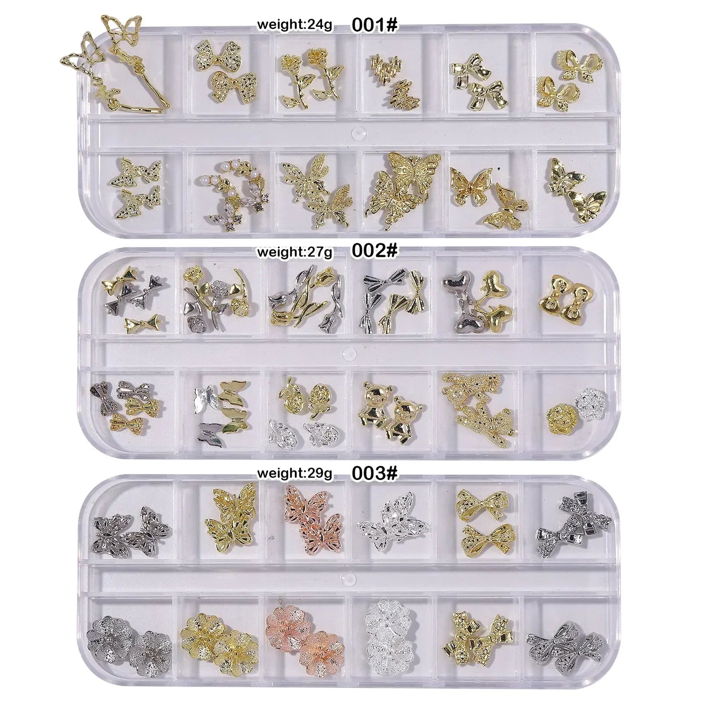 Accessories Rhinestone Flower/Bow/Bear  12Grids/Box  Alloy Zircon