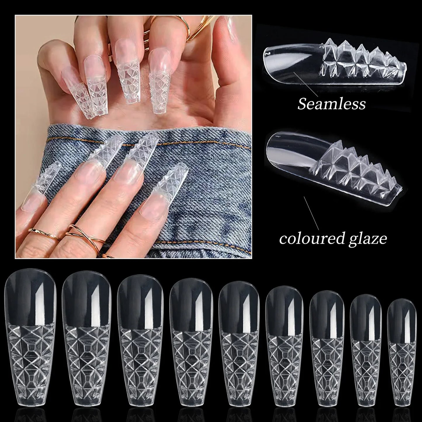 3D  Long  Acrylic Nails 120pcs/Box