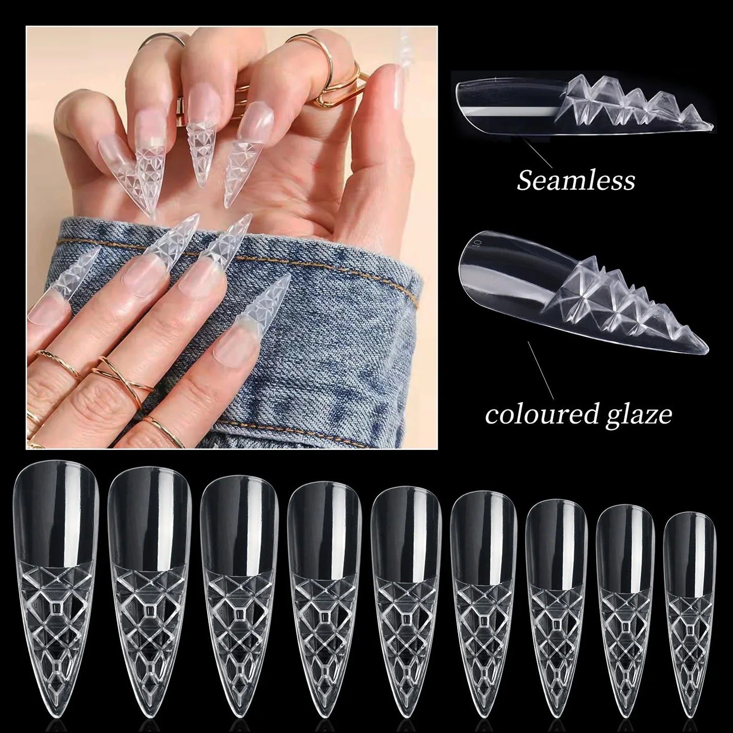 3D  Long  Acrylic Nails 120pcs/Box