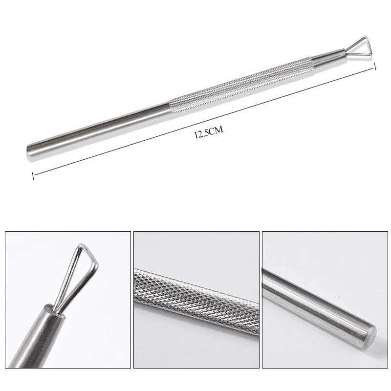 1Pc Metal Silver Cuticle Pusher and Cutter Remover Stainless Steel Salon Professional Nail Art Pedicure Cleaner Tool