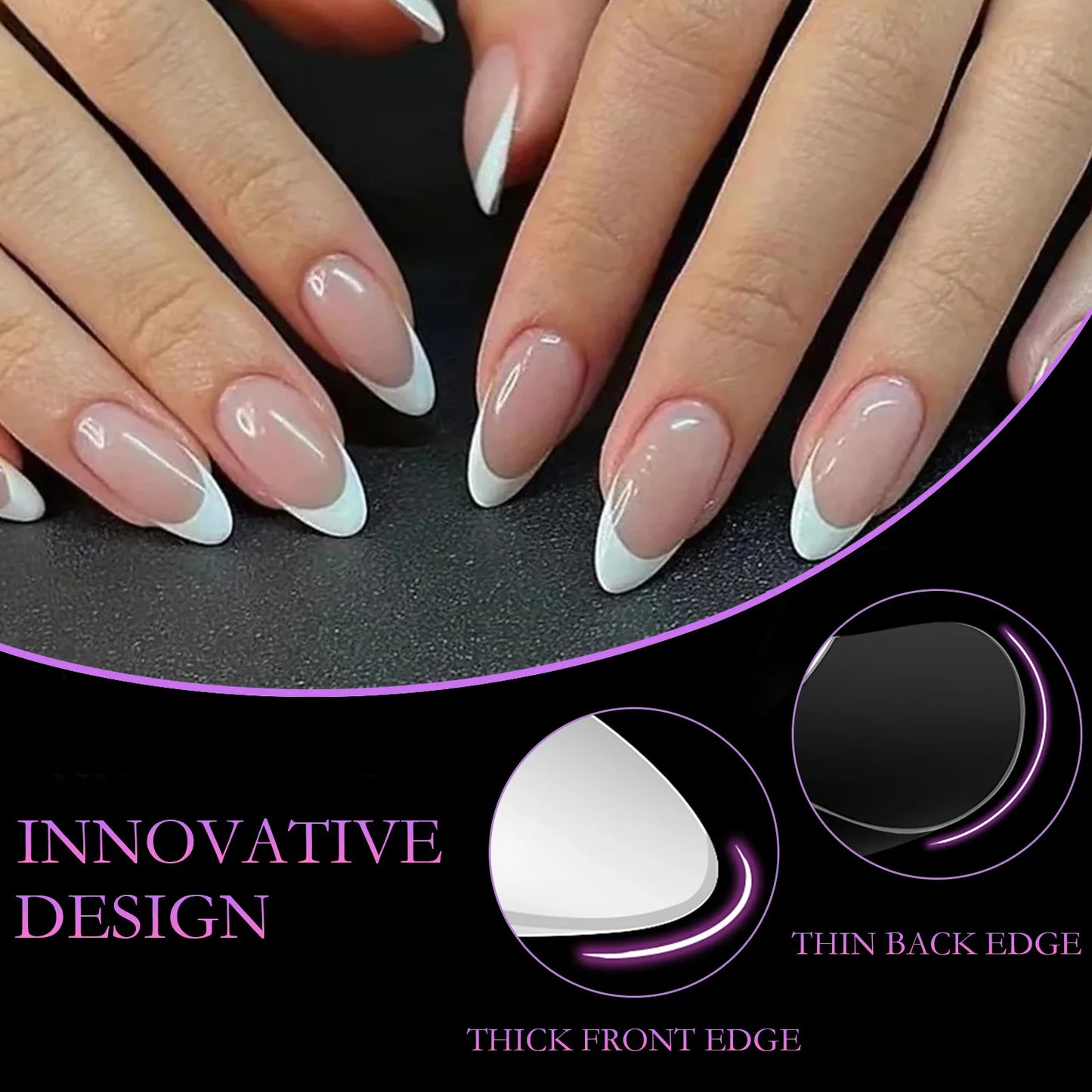 French False Nails White Pink Color