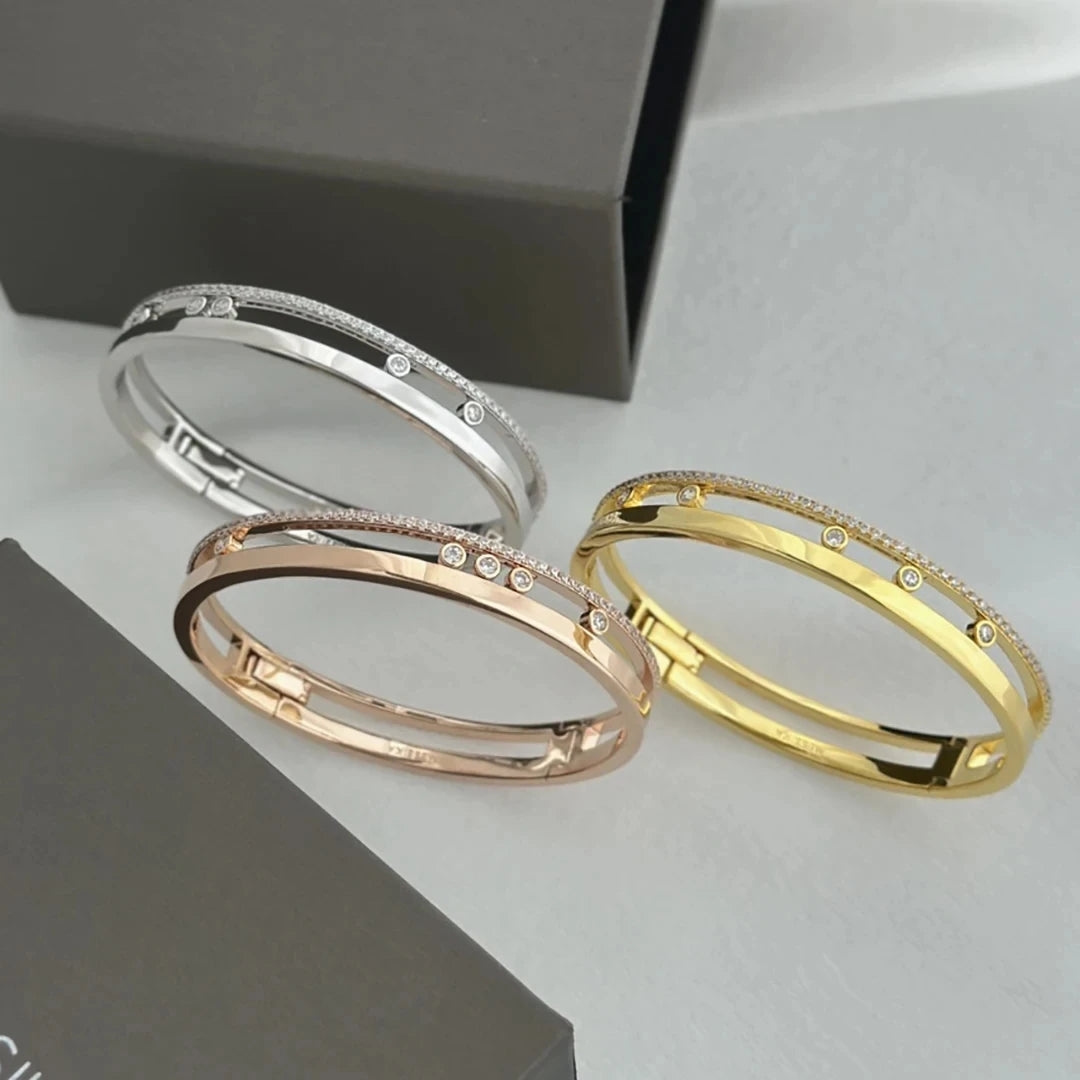 LOVELY  
925 sterling silver luxury semi zircon diamond sliding