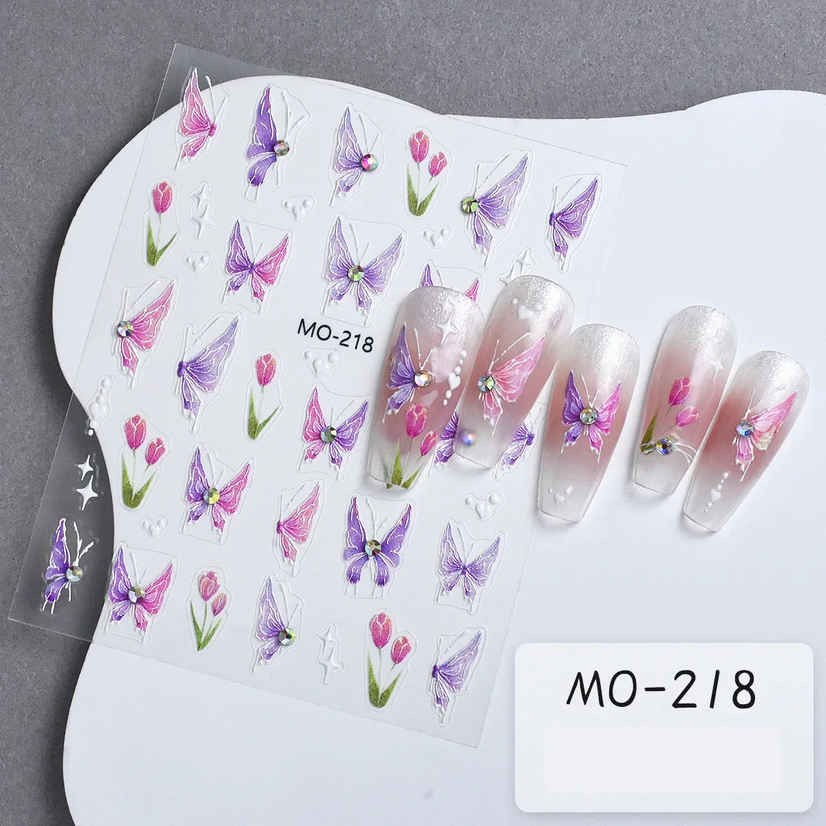 3D Relief Stickers  Pink Purple Tulip Flowers Sparkling Diamond