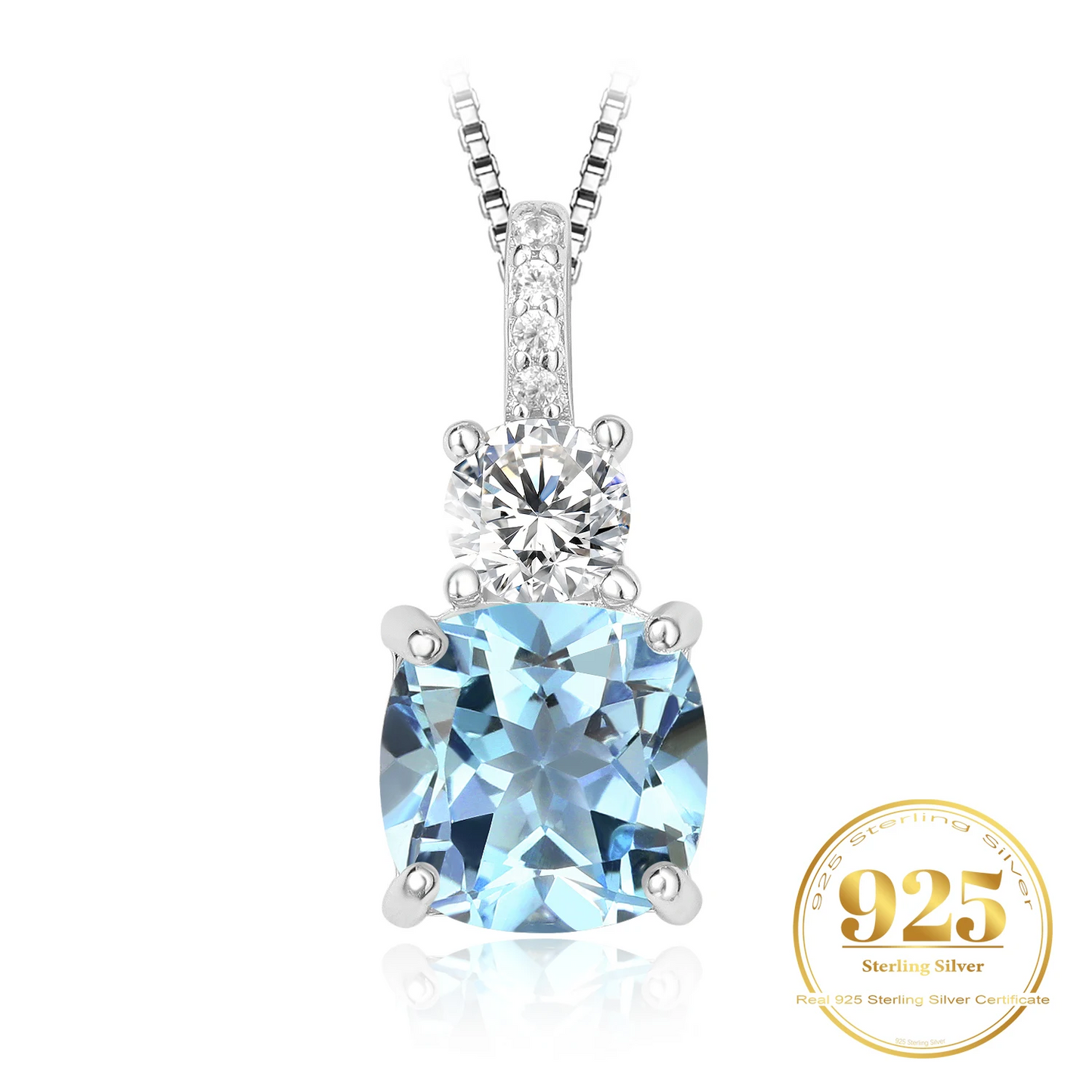 Dear Love Necklace
Potiy Cushion Natural Sky Blue Topaz 925 Sterling Silver