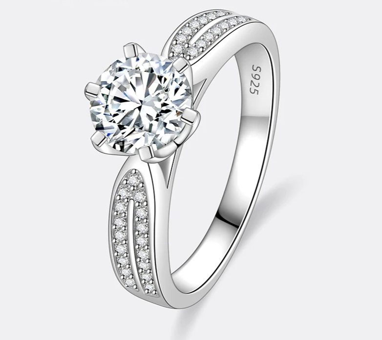 Moonlight Ring 0.5-2CT Moissanite Ring for Women S925 Pure Silver