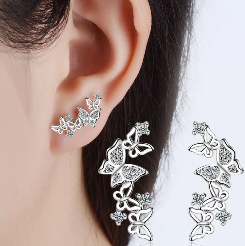 Butterfly Earrings  925 Sterling Silver Butterfly Earrings